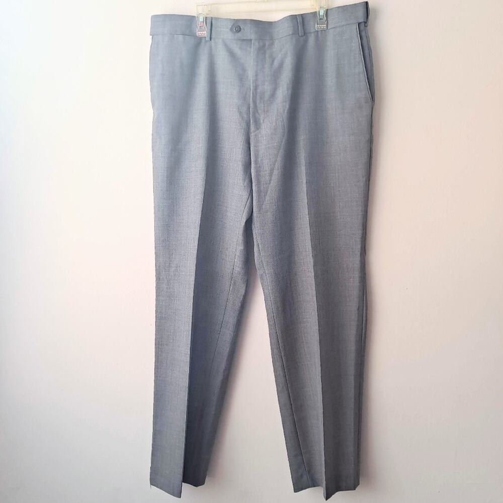 Stafford Gray Polyester / Wool Blend Straight Leg Pant - 40" X 32"